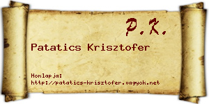 Patatics Krisztofer névjegykártya